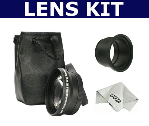 5 Pcs. Kit For KODAK P850 P712 includes: 2.0x Telephoto Lens 58mm + 1 Lens pouch + Lens Cap + Lens Adapter Tube + 1 Ultra Fine Microfiber Cleaning Cloth GOJA Logo