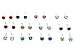 Stainless Steel 12 Pair Various Colored Stud Earring Set