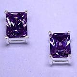 AMETHYST CZ OBLONG STUDS
