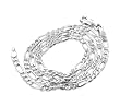 Diamond-Cut 3mm Wide Sterling Silver 22" Figaro Chain Necklace Italian Made