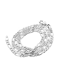 Diamond-Cut 3mm Wide Sterling Silver 30" Figaro Chain Necklace Italian Made