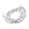 Diamond-Cut 3mm Sterling Silver 36" Figaro Chain Necklace Italian Made