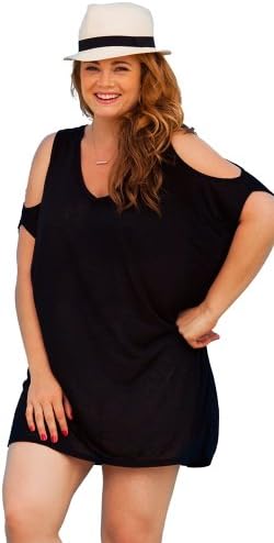 S4A Women's Plus Size Eclipse V-Neck Slit Shoulder Tunic