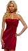 Strapless Tube Pleated Evening Prom Cocktail Party Satin Womens Mini Dress, Medim, Red