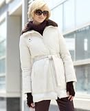 DKNY - DKNY Belted Coat with Faux Fur Trim