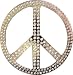 RHINESTONE PEACE SIGN Metal Belt Buckle