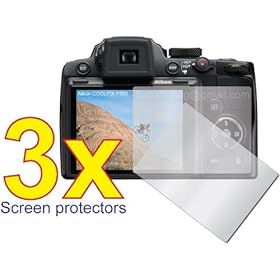 3 Nikon Coolpix P500 P300 Digital Camera Premium Clear LCD Screen Protector Cover Guard Shield Flim Kit, No cutting, Perfect fit with Full Protection!
