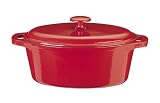 7-Quart Red Porcelain Enameled Cast Iron Oval Roaster
