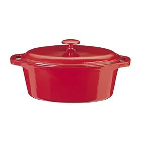 7-Quart Red Porcelain Enameled Cast Iron Oval Roaster by visiondecor Furniture