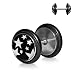 ManoaShark® 2er Set Fake Plug Sterne Weiss Piercing Ohrstecker 316L Chirurgenstahl Ohr Flesh Tunnel Plugs Creolen Ohrringe 8mm