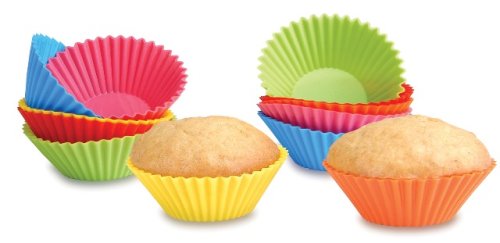 SiliconeZone Set of 12 Assorted Mini Muffin-Cups: Solid colors