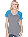 Kavio! Women Sheer Jersey Contrast V Neck Raglan Short Sleeve