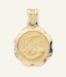 10 Kt Gold Religious Medal - Width: 15mm - Baptism - Premium Box