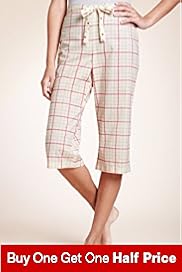 Pure Cotton Check Print Cropped Pyjama Bottoms