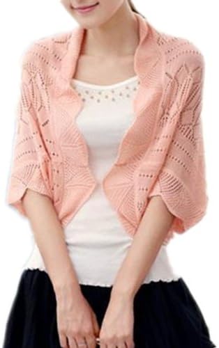 Women Girl Short Sleeve Light Cropped Knit Sweater Cardigan Top Bolero Shrug