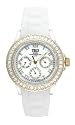 TKO Women's Capri Swarovski Crystal Accented Plastic Case White Rubber Strap Watch #TK502-CW