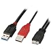LINDY 0.5m 2x Type A to Micro-B USB 3.0 Dual Power Cable
