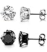 FIBO STEEL 2 Pairs Stainless Steel Stud Earrings for Men Women Cubic Zirconia Inlaid, 3mm-8mm Available