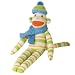 Babe - Genuine Monkeez 13 Inch Acrylic Yarn Sock Monkey - Green, Gold and White Stripes