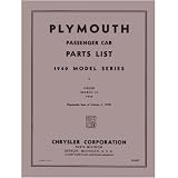 1940 PLYMOUTH Parts Book List Guide Catalog Manual by Plymouth