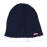 COLORADO AVALANCHE Navy Ribbed Cuffless Knit Beanie Hat With White Faux Fur Edge - Adult