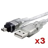 3 x 6ft 1.8m USB 2.0 to IEEE 1394 4pin FireWire DV Cable