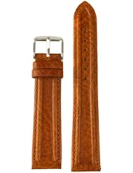 Watch Band Long Brown Leather Padded Stitched Ladies 14 millimeter