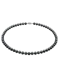 Japanese Black Akoya Cultured Pearl 6.0-6.5mm Necklace with 14K Gold Clasp 16 Inches