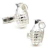 Hand Grenade Military Cufflinks Cuff Links Silver