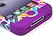 Bastex Hybrid Rocker Case for Apple iPhone 4, 4s - Purple Silicone with Pink, Gray, Blue, & Orange Neon Colors - Chevron Style Hard Shell