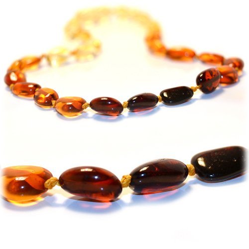 Certified Baltic Amber Teething Necklace for Baby (Rainbow bean) - Anti-inflammatory
