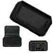 Executive Black Horizontal Leather Side Case Pouch with Belt Clip and Belt Loops for Apple iPhone 3G, iPhone 8GB 16GB, Apple iPod Touch, Touch (2nd Gen) 8GB 16GB 32GB