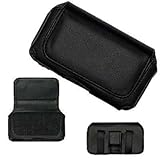 Executive Black Horizontal Leather Side Case Pouch with Belt Clip and Belt  ....
