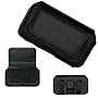 Executive Black Horizontal Leather Side Case Pouch with Belt Clip and Belt Loops for Samsung Omnia i900 i910, i908 / Samsung Instinct M800, M810, S30 / R800 Delve / EPIX i907 / Blackjack i617 / Jack i637 / Samsung Magnet A257, A177 / SGH-T349 [Perfect Fit by Accessory Export]