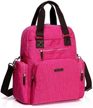 Lazababy Large Satchel Diaper Backpack Cross Body Totes Bag For Baby Rose Red