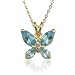 18k Gold Overlay Sterling Silver Blue Topaz Butterfly Pendant w/ Diamond Accent