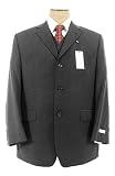 Calvin Klein Mens 3 Button Charcoal Gray 3 Piece Pinstripe Wool Suit - Size 46L