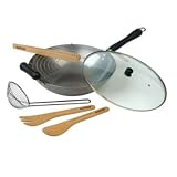 from Typhoon Typhoon, 35cm Professional Wok Set With Glass Lid , Skimmer, Fork, Spatula and Tongs, Carbon Steel