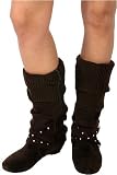 K26 Ladies Brown Flat Cardi Studded Boots Sizes 3-8 Uk