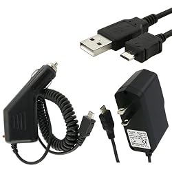 USB Data Cable + Rapid Car + Home Travel Charger For LG VX9100 EnV2, VX8610 Decoy, AX300, AX830 Glimmer, LX400 Blue, LX400 Burgundy, UX300 Cell Phone