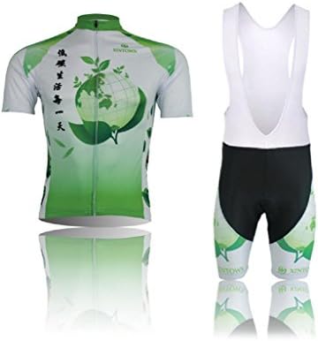 OUO Mens Basic Professional Biking Bicycle Bike Cycling Bib Shorts Set Green Life