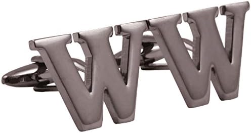 Men's Shirts Cufflinks Alphabet Letter Color Gun Black (W)