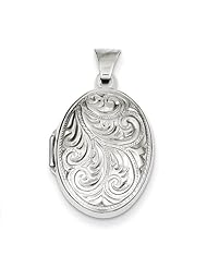 Sterling Silver Scroll Oval Locket