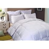 Royal Velvet Bronze 300-Thread Count Cotton Damask Check Twin White Down Comforter
