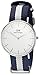 Daniel Wellington Classic Glasgow 36mm Unisex Watch, Japanese Quartz Movement Classic Fabric (Polyester) Silver Watches for Men and Women