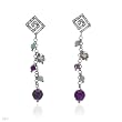 Made in Italy Stylish Earrings With 8.21ctw Amethysts, Chalcedonies and Cubic zirconia Made in 925 Sterling silver. Total item weight 6.8g Length 62mm