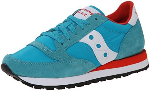 Saucony Originals Women's Jazz Original Fashion Sneaker,Aqua Blue/Red, 8.5 M US