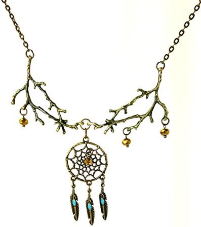 Bohemian Dreamcatcher Pendant Chain Necklace Long Gold Tone Dream Catcher Gift Boxed