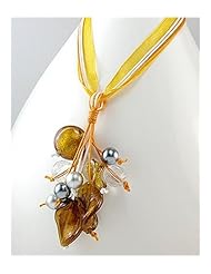 Yellow Cotton Necklace In 92.5 Sterling Silver