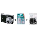GE A1030 Black Digital Camera 10MP (2x SONY RECHARGEABLE BATTERIES, 1GB SD CARD, CASE & READER from eCom Cameras)